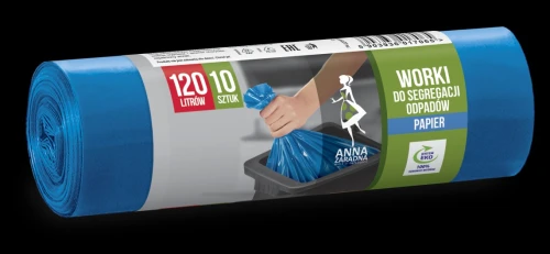 Worki na śmieci do segregacji odpadów PAPIER 120L 10szt niebieskie WNS-7065 ANNA ZARADNA