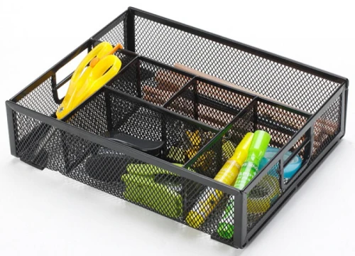Organizer na biurko Q-CONNECT Office Set metalowy boczny 6 komór czarny KF17291