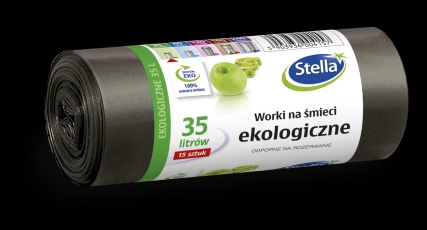 Worki na śmieci EKOLOGICZNE  35L 15szt czarne LDPE WNS-4157V1 STELLA