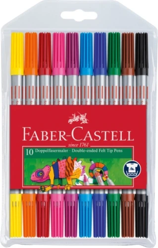 Flamastry dwustronne 10 kolorów 151110 FABER-CASTEL 2w1