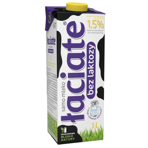 MLEKO ŁACIATE UHT BEZ LAKTOZY 1,5% 1L