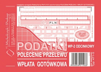 POLECENIE PRZELEWU A6 PODATKI 2-ODCINKOWE 471-5 M&P

