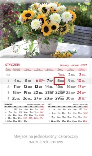 KALENDARZ JEDNODZIELNY KJ04 KWIATY LUCRUM