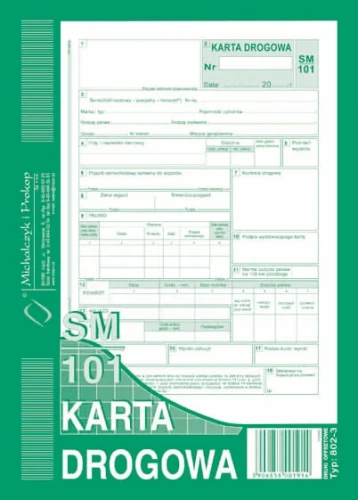 KARTA DROGOWA SAMOCHÓD OSOBOWY A5 SM101 802-3 M&P