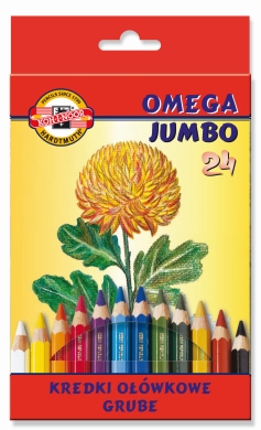 KREDKI OŁÓWKOWE GRUBE 24 KOLORY OMEGA 3374/3384 KOH-I-NOOR