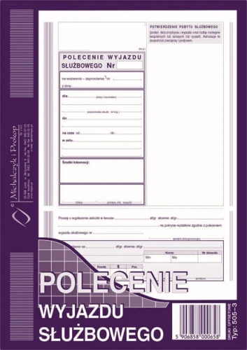 Polecenie wyjazdu służbowego A5 40 kartek offset 505-3 M&P (delegacja)