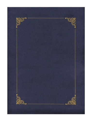 Okładka na dyplom A4 220415 granat złota ramka Galeria Papieru