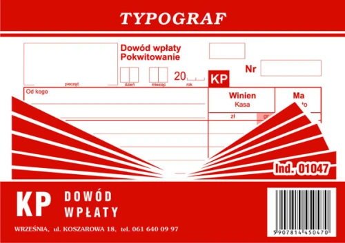 DOWÓD WPŁATY KP 01047 TYPOGRAF 80K/S