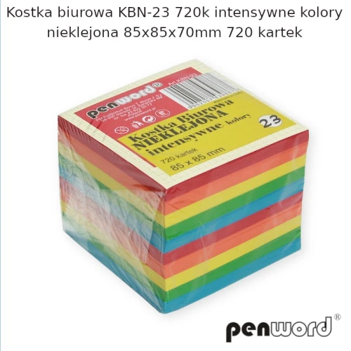 Notes kostka 85x85x70mm nieklejona intensywne kolory KBN-23 720K PENWORD