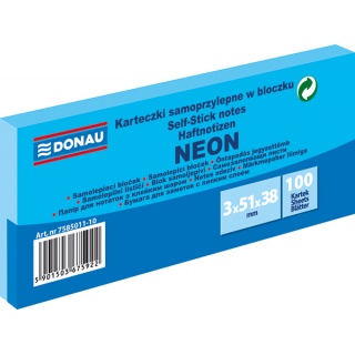 Karteczki samoprzylepne  38X51  /3/ neon niebieski 7585011-10 DONAU