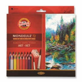 Kredki akwarele 72 kolory 3714 MONDELUZ ART-SET KOH-I-NOOR z pędzelkiem i temperówką