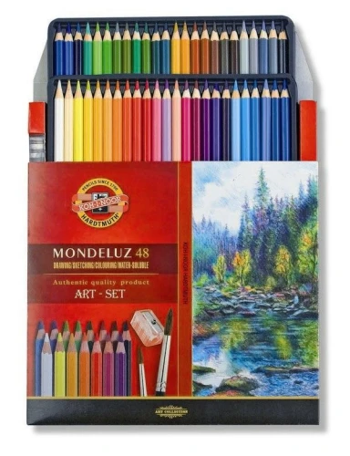 Kredki akwarele 48 kolorów 3713 MONDELUZ ART-SET KOH-I-NOOR z pędzelkiem i temperówką