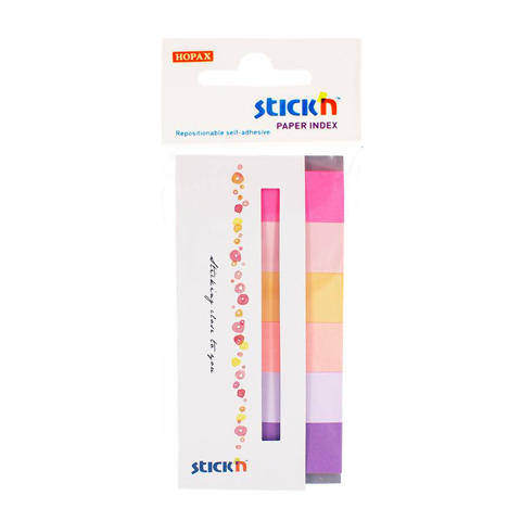 Zakładki indeksujące papierowe 15x45mm 6kol 6x30 kart mix kolorów neonowe 21595 SPRING Stickn