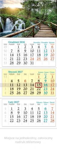 KALENDARZ TRÓJDZIELNY KT12 WODOSPAD LUCRUM