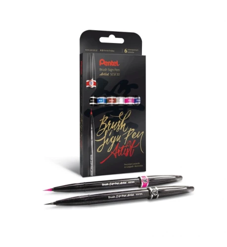 FLAMASTRY BRUSH SIGN PEN ARTIST SESF30C-ST6ACENPVPL 6KOL PENTEL