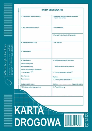 KARTA DROGOWA A5 815-3 M&P
