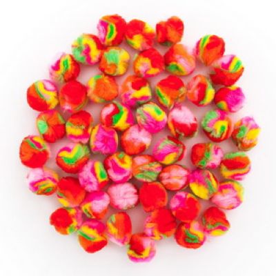 POMPONY AKRYLOWE KSPO-043 50 szt. dpCraft 2,5CM TĘCZA