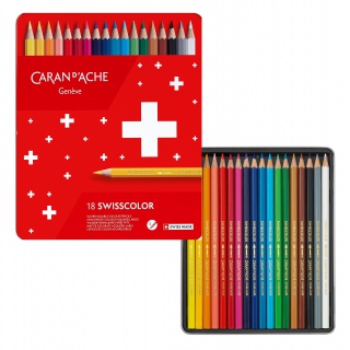 Kredki akwarele 18 kolorów SWISSCOLOR CD1285-718 CARAN DACHE metalowe pudełko