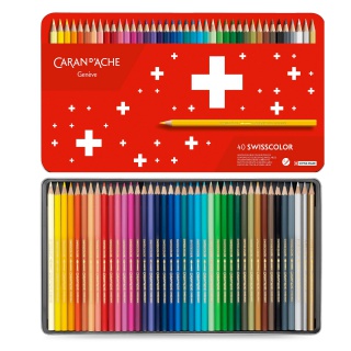 Kredki akwarele 40 kolorów SWISSCOLOR CD1285-740 CARAN DACHE metalowe pudełko