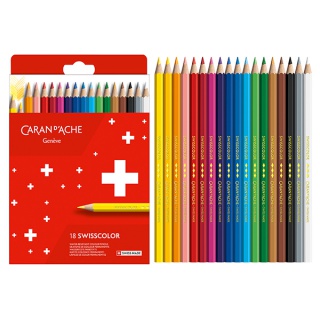 Kredki ołówkowe 18 kolorów SWISSCOLOR CD1284-818 CARAN DACHE metalowe pudełko