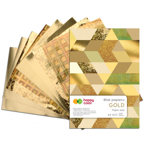 BLOK OZDOBNY GOLD A4 3820 2030-MG 10K 150-230G  6 WZORÓW HAPPY COLOR
