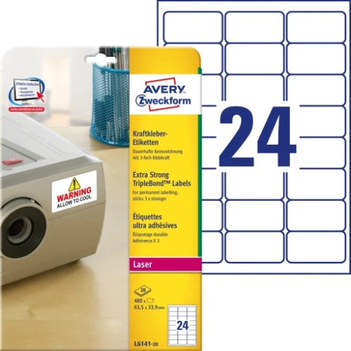 ETYKIETY  63,5X33,9 LK 20 ark. L6141-20 B.MOCNE ZWECKFORM