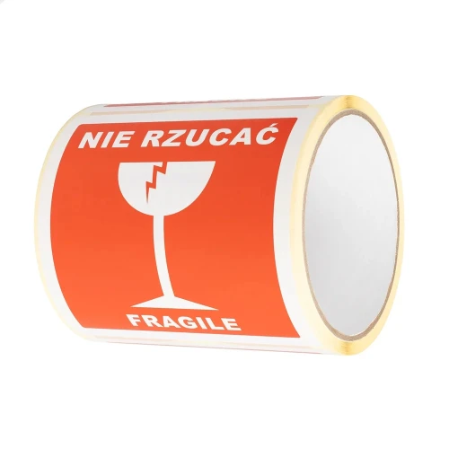 Etykiety z nadrukiem “Nie rzucać/ Fragile” 100x100mm (100 sztuk)